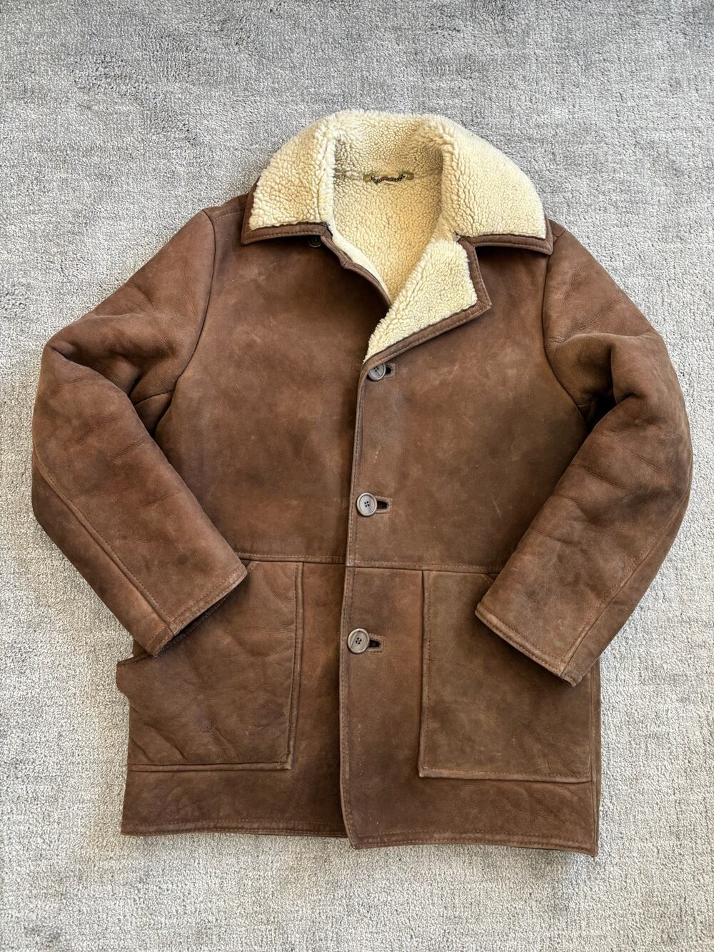 Antartex Lambskin Vintage Shearling-Lined Coat - Brown/Cream
